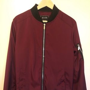 Men's Maroon Satin Varsity BomberJacket
